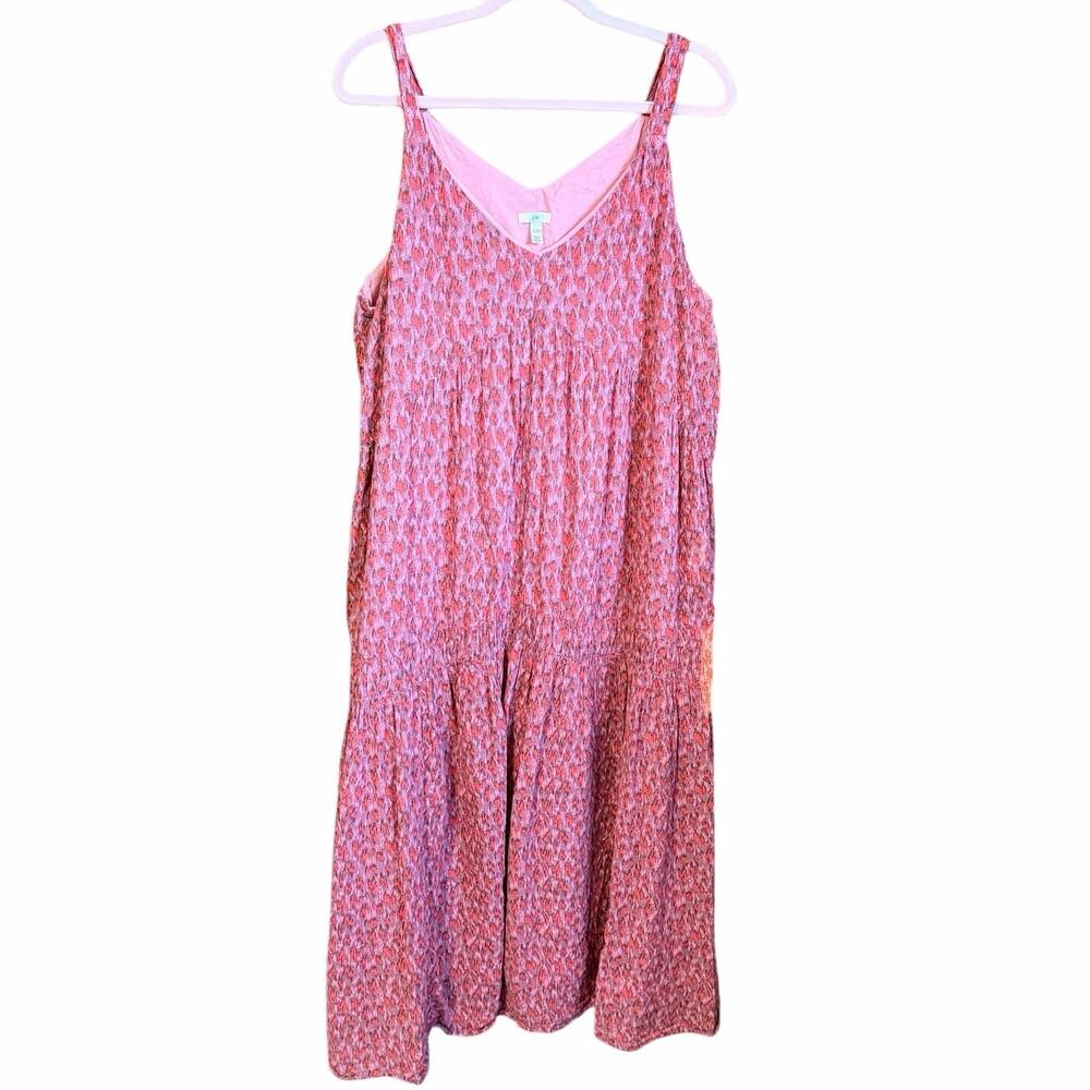 Joie XL Pink Ikat Print Cotton Sleeveless Tiered Maxi Dress 100% cotton coastal